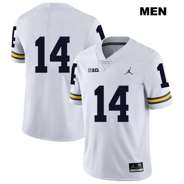 Men's NCAA Michigan Wolverines Josh Metellus #14 No Name White Jordan Brand Authentic Stitched Legend Football College Jersey FC25V33QA